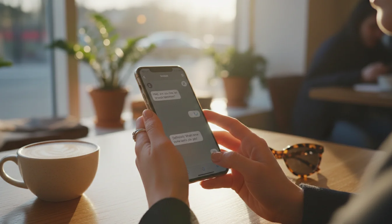 Personne discutant avec un styliste IA sur son smartphone