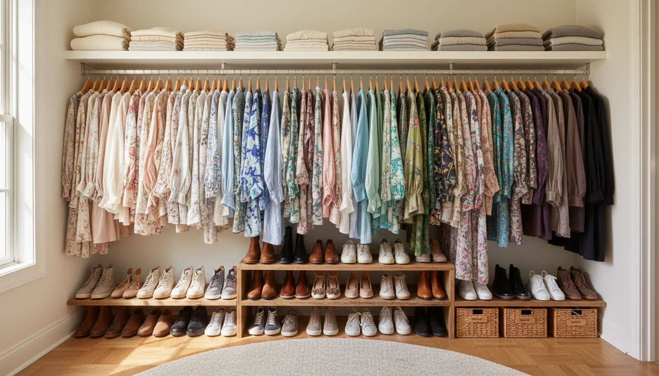 Perfectly organized wardrobe after digital categorization