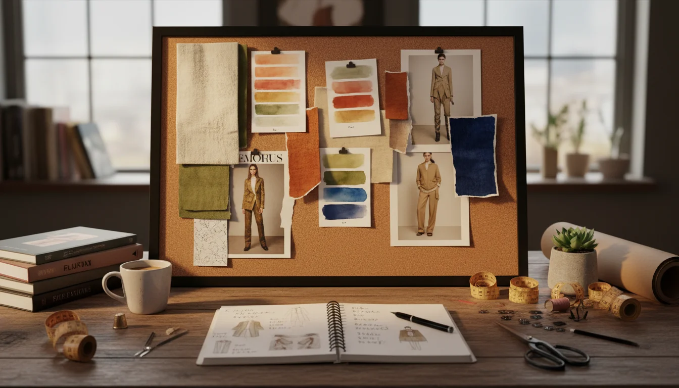 Fashion mood board with style analysis elements